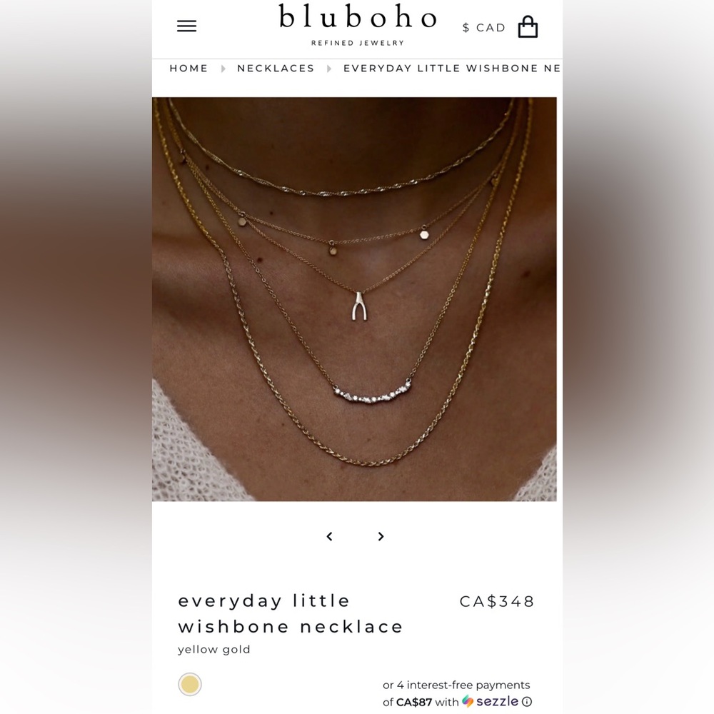 Bluboho everyday little wishbone necklace-14k gold